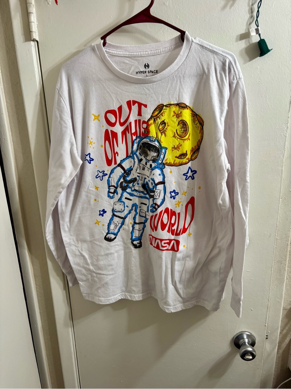 Hyper Space Men's "Out of This World" NASA Astronaut Long Sleeve Tee L